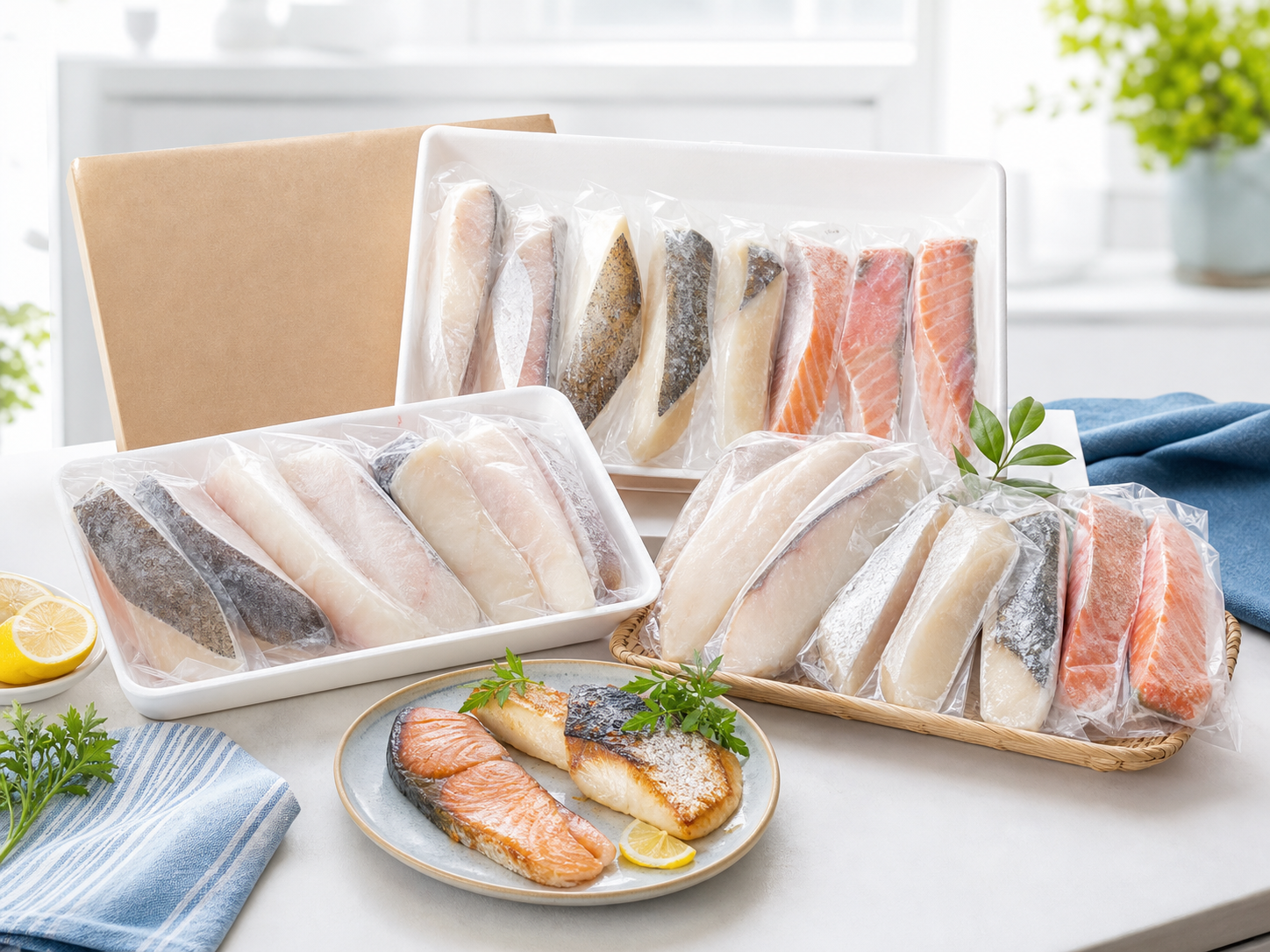骨なし魚の詰め合わせと調理イメージ
